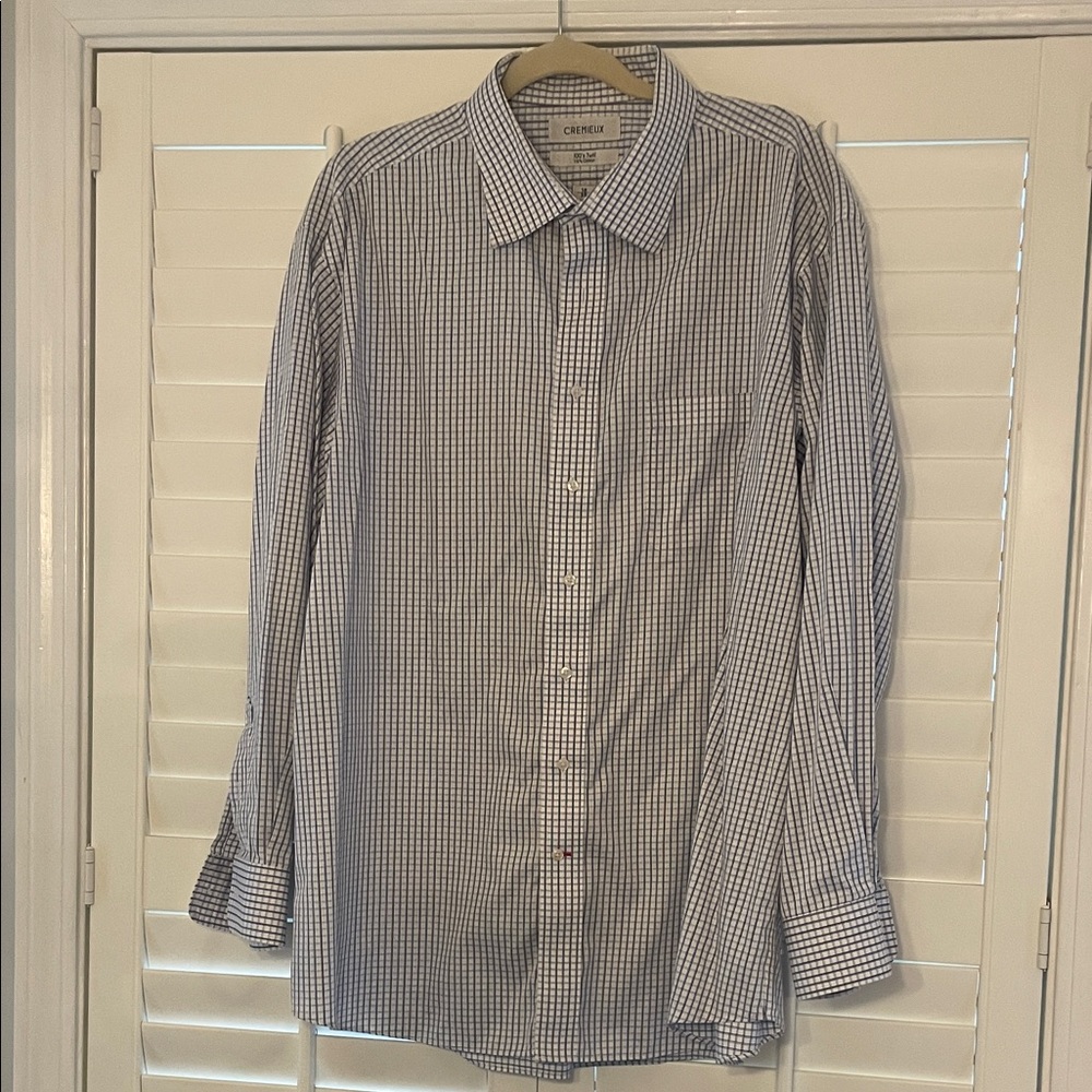 Men's Cremieux Blue Checked Dress Shirt 18-35